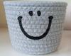 Cesta de Almacenamiento de Llaves de Escritorio Tejida con Cuerda de Algodón Smiley Hecha a Mano para Cosméticos, Snacks, Juguetes, Artículos Varios de Cabecera