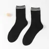 Meias Originais de Algodão Puro para Outono e Inverno, Meias de Cano Médio Absorventes de Suor e Respiráveis para Homens e Mulheres, Meias Listradas Desodorantes, Meias Zhuji