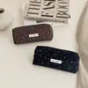 Estuche floral estilo retro, organizador de papelería de gran capacidad para estudiantes de secundaria y preparatoria, bolsa de cosméticos portátil, bolsa de lona