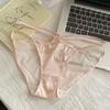 Braguitas de encaje satinado con vendaje de corazón, malla transparente sin marcas, entrepierna de algodón puro, sexys, rojas, de cintura baja.