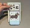 Funda de Teléfono Bordada a Rayas para Cachorro Compatible con iPhone 16 Pro Max Funda para Teléfono Apple 17 Funda de Transformación Instantánea Galvanizada