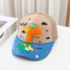 Nueva gorra de béisbol de malla de plástico a presión con dinosaurio pequeño tridimensional para niños, gorra de sol de verano, gorra urbana linda, versión coreana