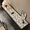 Alfombrilla Protectora para Encimera de Aparador Vintage Estilo Francés, Alfombrilla de Mesa para Mueble de TV de Gama Alta y Lujo Ligero, Mantel Largo para Zapatero de Entrada