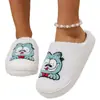 Otoño e Invierno Nuevas Transfronterizas Lindos Gatos Bordados Pantuflas para el Hogar Cálidas de Dibujos Animados de Algodón Fabricante Venta al por Mayor