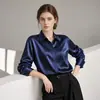 Camisa de seda feminina 2026 novo top de primavera, camisa respirável de alta qualidade, camisa de manga longa de seda de amoreira 19 momme para o trabalho