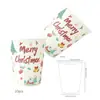 Decoraciones de Papá Noel Navideño Plato Desechable para Cena Mantel Navideño Charola de Papel Vaso de Papel Servilleta Juego de Vajilla para Fiesta