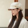 Sombrero estilo coreano para mujer Otoño e Invierno Británico Vintage Ala de cuero Sombrero octogonal Moda casual Combinación con todo Rostro mostrado Boina de lengua de pato