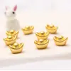 Contas Espaçadoras Pequenas em Lingote Banhadas a Ouro com Furos para Artesanato DIY, Pulseiras de Corda Trançada Feitas à Mão, Colares e Acessórios de Joias