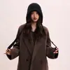 Gorro de Punto de Color Sólido Holgado para Mujer en Invierno, Moderno y a la Moda, Hace que la Cara Parezca Más Pequeña, Cálido y Protector de Orejas, Sombrero de Lana