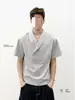 Camiseta Informal de Manga Corta con Cuello de Traje Botonada y Retazos Estilo Retro Americano para Hombre, Tendencia Versátil Diseño Personalizado Camiseta de Tendencia para Pareja