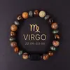 12 Pulseiras de Signos do Zodíaco Acessórios de Joalheria Transfronteiriços Capricórnio Touro Pedra Olho de Tigre Pedra Natural Pulseiras dos Doze Signos do Zodíaco