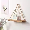 Colgador de pared de madera creativo partición flotante cuerda de columpio colgante decoración de pared estilo rústico colgador de pared de madera maciza