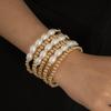 Pulsera Simple Ins con Cuentas de Perlas, Traje Pulsera de Tubo Curvado de Metal Apilado de Moda para Mujer
