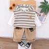 Chaleco con capucha a rayas para niño, traje de tres piezas de manga larga, pantalones casuales, generación de cabello, primavera 2024