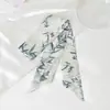 Novo Estilo Tinta Bambu Garça Branca Novo Estilo Antigo Chinês Faixa de Cabelo Fita de Pintura a Tinta Estilo Chinês Bolsa de Laço Elegante Lenço Longo de Seda