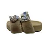 Pantuflas de algodón para casa y exteriores, pantuflas tipo slip-on estilo caricatura para mujer, felpa de suela suave con lazo, zapatos peludos de punta abierta para otoño e invierno, de suela gruesa
