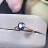 Anillo de Zafiro Azul Real Natural Color Buen Grano Plata S925 Seiko Incrustado Tamaño Piedra Principal 6*7mm