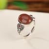 Yilu prata S925 prata esterlina sul vermelho retro angustiado sorte ovo macarrão anel simples elegante prata Anel vivo