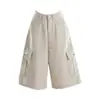 Pantalones de Trabajo Estilo Americano, Verano para Mujer Nuevo Diseño de Cintura Alta de Corte Holgado Adelgazante Pierna Ancha Cropped Hasta la Rodilla Jeans