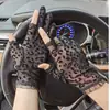Guantes de Protección Solar de Verano para Mujer, Encaje Anti-UV Delgados Antideslizantes para Conducir y Ciclismo Parasol Guantes Cortos de Primavera y Otoño