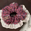 Estilo Ins Alto Valor de Cor Estilo Academia Britânica Anel de Cabelo Xadrez Azul Estilo Ocidental Estilo Francês Renda Vintage Grande Laço Corda de Cabelo