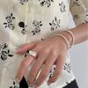 Anel de prata de lei 925 com calcedônia branca, design geométrico estilo ins, para mulheres, simples, de alta qualidade, versátil, dedo
