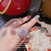 Anel de floco de neve de rubi brilhante rouge banhado a ouro 18K multi-corte Tansan anel de cristal roxo e zircônia