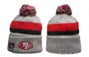 Nueva Gorra de Fútbol 49ers para Otoño e Invierno, Gorro de Punto Cálido Unisex con Letras Bordadas