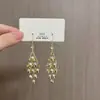 Pendientes Europeos y Americanos de Personalidad Largos Super Brillantes con Hojas de Diamante y Borla de Alto Sentido Lujo Ligero Exquisitos Pendientes de Industria Pesada Venta al por Mayor para Mujeres