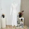 Falda de Punto de Segunda Mano Estilo de Alta Gama con Bolsillos y Hebilla Dorada para Mujer, Falda Recta Versátil para Otoño e Invierno para el Trabajo