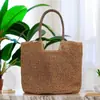 Bolsa de Palha Trançada Atacado Cor Sólida Artesanal Estilo Floresta Grande Capacidade Casual Verão Bolsa de Praia para Deslocamento Nível 4