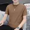 Camiseta de Manga Corta tipo Waffle para Hombre con Cuello Trasero, Color Sólido, Top Transpirable de Verano para Hombres Jóvenes y de Mediana Edad