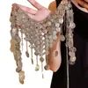 Corrente de cintura com franja e pingente redondo estilo boêmio, design exclusivo com toque étnico, corrente de cintura fashion vintage e versátil