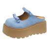 Zapatillas de Media Punta Gruesas de Cuero Genuino Baotou para Uso Exterior de Mujer 2025 Nuevo Estilo Ins Zapatos de Plataforma Versátiles Zapatos Perezosos Burkenneth para Aumentar la Altura para Mujer