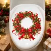 Cubierta de asiento de inodoro de lujo con corona de Navidad roja y dorada, pegatina decorativa autoadhesiva para asiento de inodoro de baño, pegatina decorativa festiva