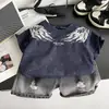 Conjunto Infantil Menino Verão Manga Curta 2026 Novo Bebê Crianças Asas Costa Oeste Duas Peças Tendência Atacado Tendência
