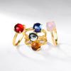 Anillo Tesoro Europeo y Americano de Lujo Ligero Multicolor Color Caramelo Colorido para Mujer Plata S925 con Incrustaciones Zircón Cara Huevo Anillo de Dedo Exclusivo Transfronterizo