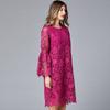 Vestido de Marca A-line Plus Size Solto Estilo Francês Primavera e Outono Novo Vazado Versátil Idade Jovem Renda de Indústria Pesada Solúvel em Água Vestido Casual