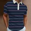 Camiseta Polo para Hombre Estampado de Rayas Manga Corta Camisetas Casual