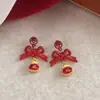 Brincos de Franja Saco da Sorte com Laço Vermelho, Novos Brincos Festivos de Estilo Chinês Versáteis, Brincos de Luxo Leve de Alta Qualidade para Mulheres