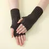 Guantes Planos de Punto de Nuevo Estilo Transfronterizos para Hombre y Mujer de Otoño e Invierno, de Moda, Cálidos, a Prueba de Frío, de Medio Dedo, Mangas para Brazos sin Dedos