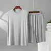 Conjunto de Dos Piezas de Modal Versátil Suelto Cómodo para Ropa de Casa de Verano para Hombres, Conjunto de Chaleco + Shorts Talla Grande para Uso al Aire Libre