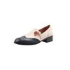 Zapatos Mary Jane de Estilo Brogue Británico Calados de Cuero Genuino Completo Primavera 2024 Tacón Bajo Punta Redonda Recortes Hebilla de Piel Vacuna Flats para Mujer