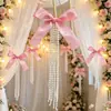 Nuevo producto transfronterizo: Adorno colgante de ventana para árbol de Navidad con lazo de terciopelo perlado, decoración de pared, decoración de árbol de Navidad