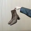 Botas de tacón alto tacón grueso estilo coreano botas cortas mujer nuevo verano suela blanda Botines pequeños franceses Botas Martin botas ajustadas