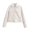Comercio Exterior Transfronterizo Spot 2025 Estilo Europeo y Americano Mujer Otoño e Invierno Nueva Moda Solapa Clásica Chaqueta Corta de Lana Top
