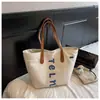 Bolsa de Lona de Gran Capacidad Nueva para Verano 2026 Bolso de Hombro Único Bolso Tote Casual Bordado de Letras Moderno para Viajes Diarios Bolso para Mujer