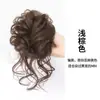 Coque alto longo e cacheado casual e elegante com franja, textura fosca, adequado para cheongsam, volumoso naturalmente, coque estilo antigo