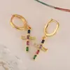 Joyas Calientes Europa y América Celebridad de Internet INS Cruz Caliente Nicho Simple Retro Chapado en Cobre Oro de 18 Quilates Pendientes Pendientes