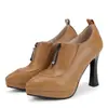 Sapatos Femininos de Salto Grosso para Comércio Exterior Transfronteiriço 2026, Tamanhos 33-50, Impermeáveis de Tamanho Grande, Plataforma, Salto Alto com Zíper Lateral, Sapatos Profissionais Femininos